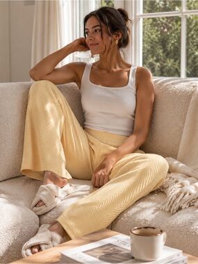 Revolve Charlie Holiday Soleil Motel Lounge Pants in Butter Yellow NWT